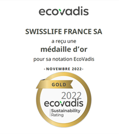 Démarche RSE #smarlife Swiss Life médaille d'or Ecovadis